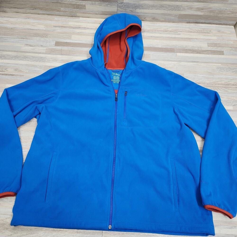L.L.Bean Men’s Big & Tall XXL Blue Hooded Full Zip Fleece Jacket 251298